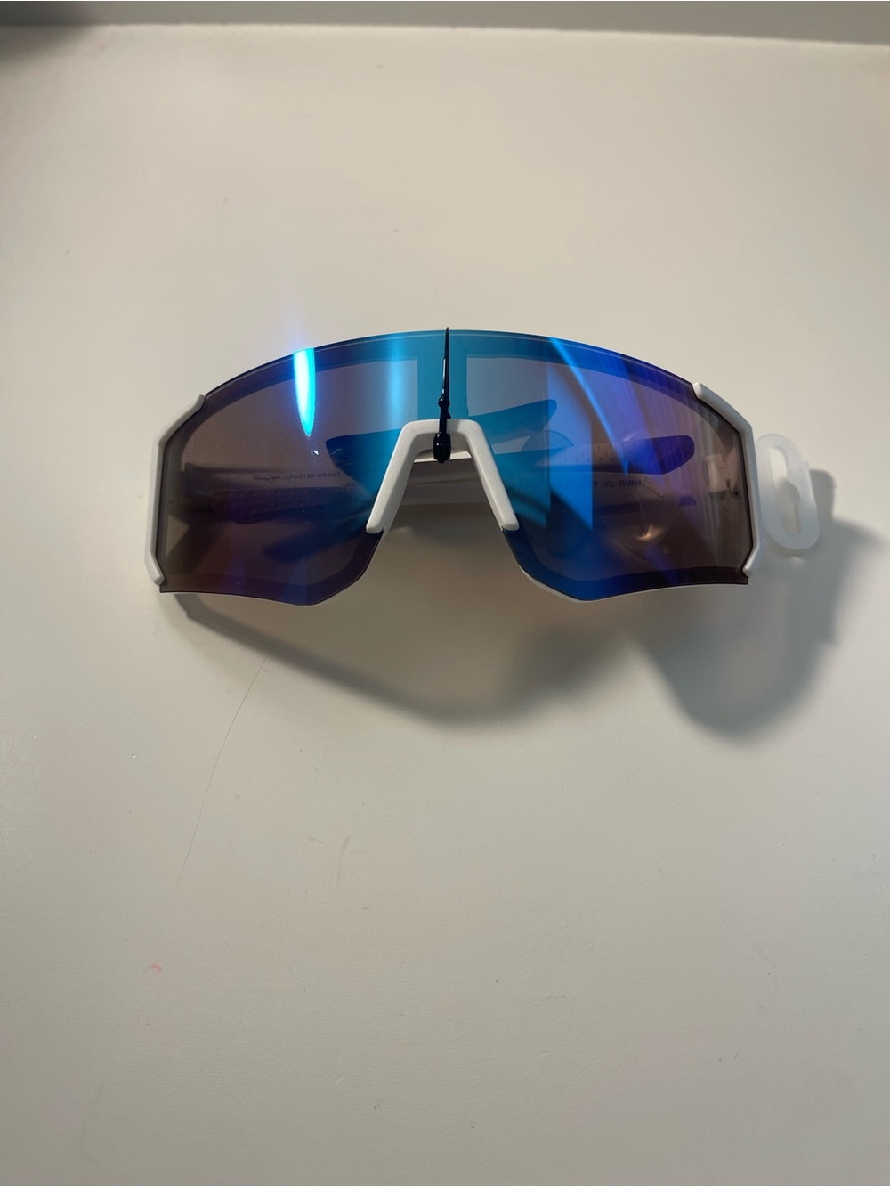 Foster Grant Blue Mirrored Shield Sunglasses with White Bridge